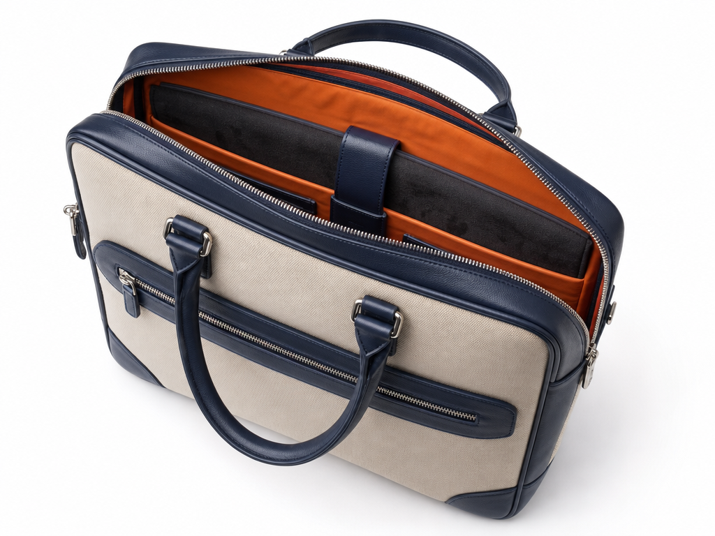 Professional laptop briefcase with padded interior sleeve