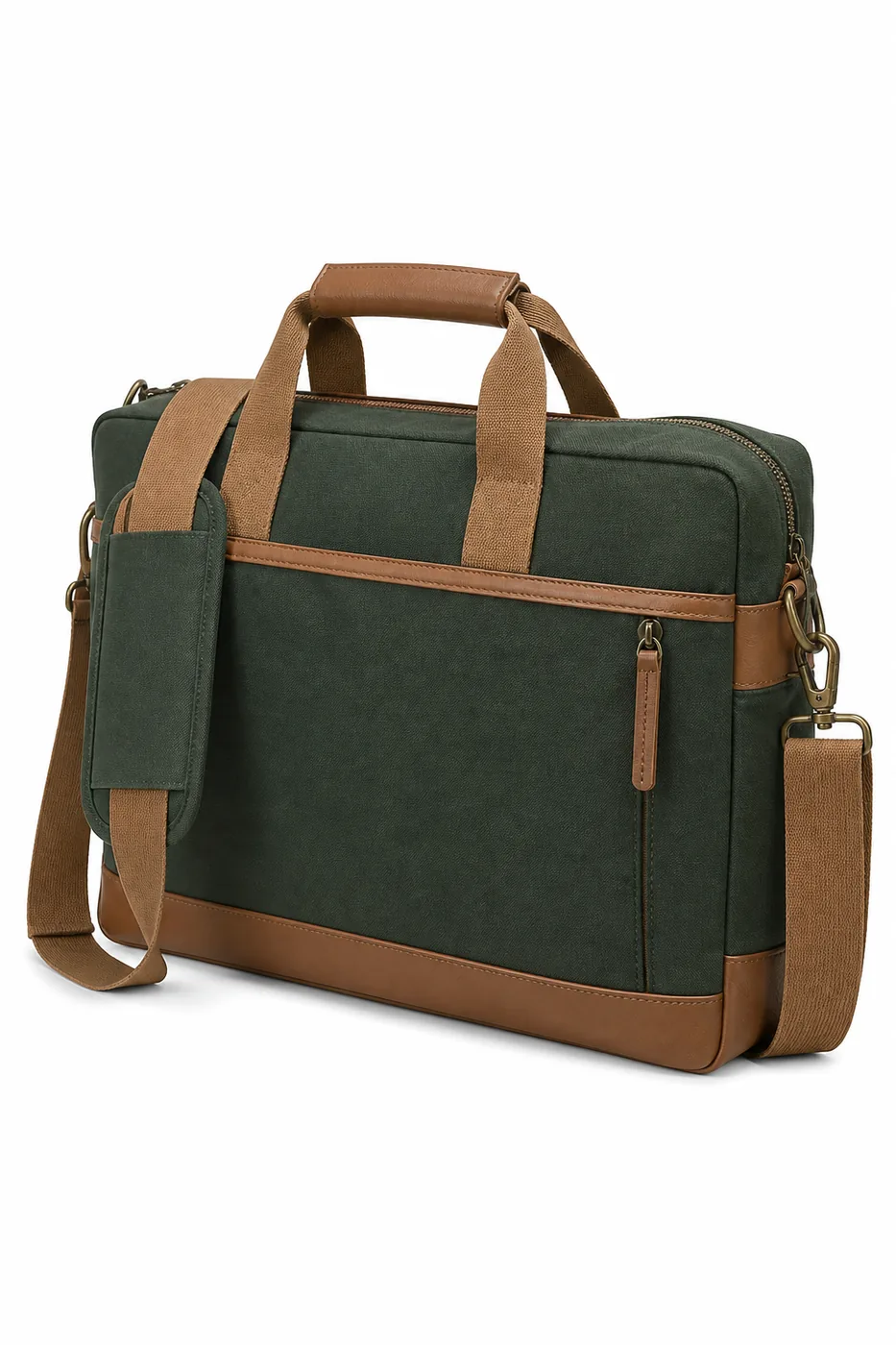 Slim laptop messenger bag with structured front flap
