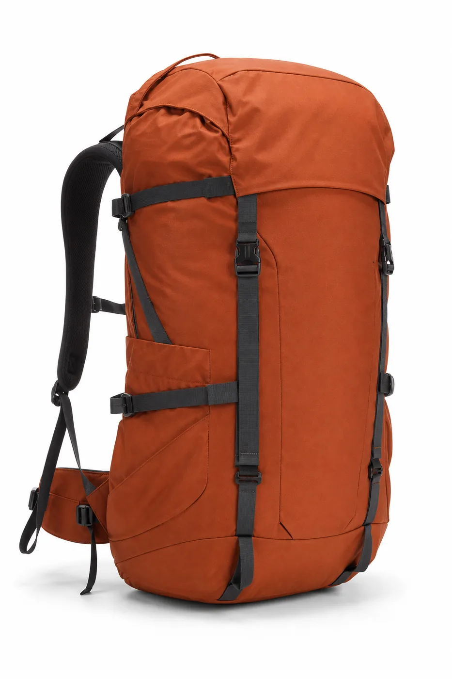 Large travel backpack with compression straps and dual color panels