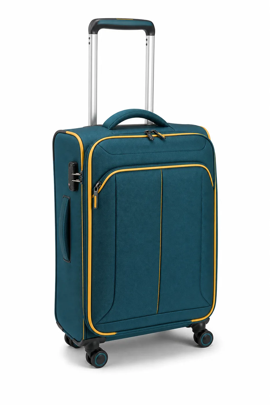 Cabin soft trolley bag with telescopic handle extended