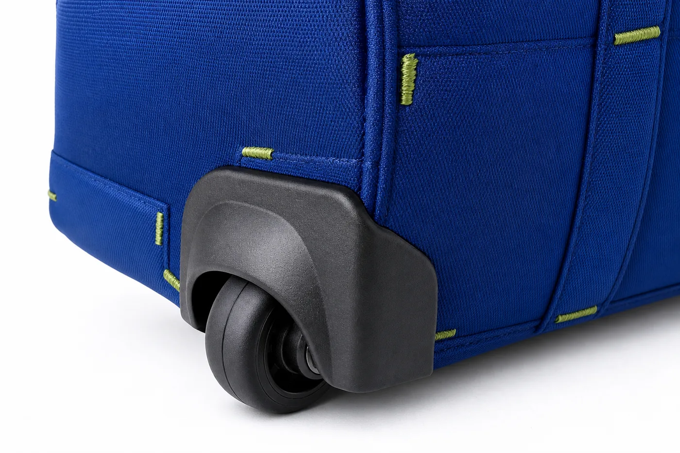 Close-up of trolley wheel housing and base reinforcement